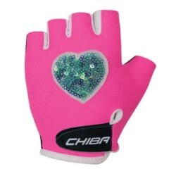 Rękawiczki rowerowe Chiba Cool Kids różowe serce rozm. XS