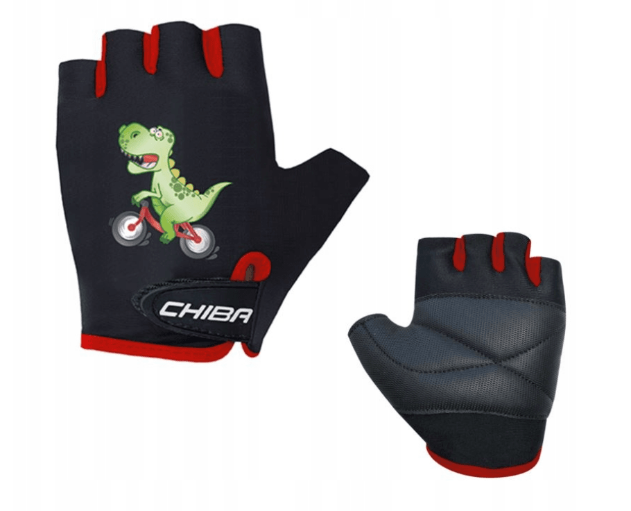 Rękawiczki rowerowe Chiba Cool Kids czarne dinozaur rozm. S