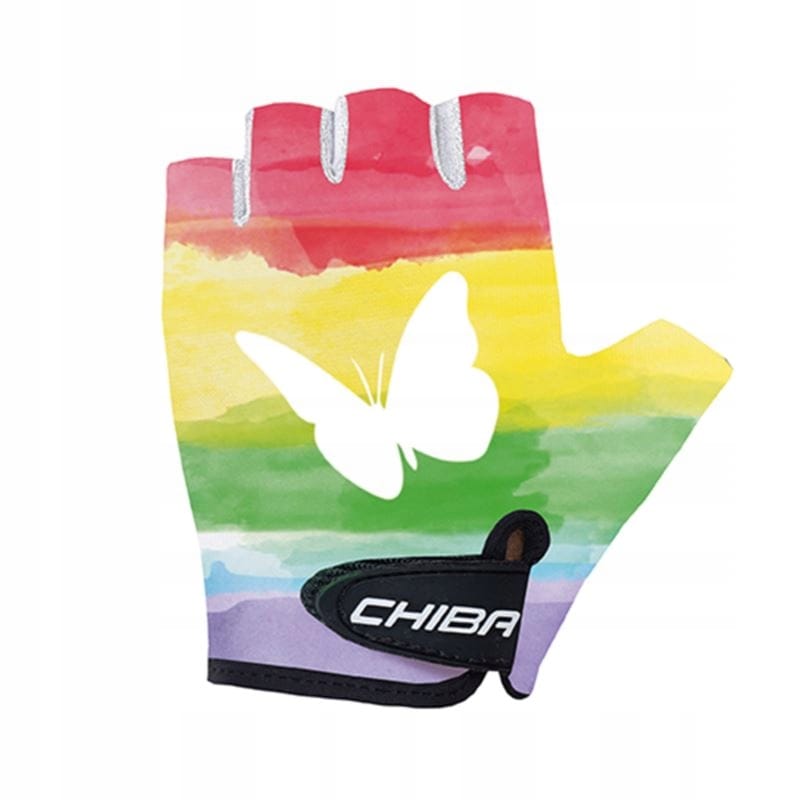 Chiba Cool Kids – rękawiczki rowerowe dla dzieci, tęcza/motyl, rozmiar S