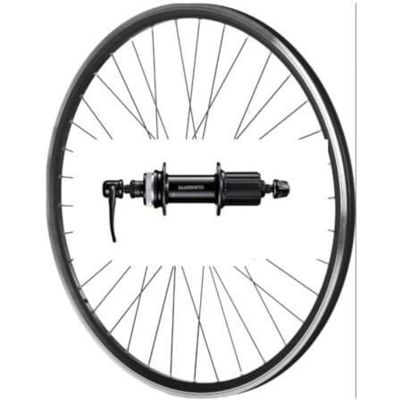 Koło 26 tylne kaseta stożkowe V-brake O-czarne P-czarne Shimano